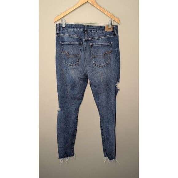 American Eagle Jeans Womens 14 L Curvy Super Hi-Rise Jegging Stretch Distressed - Picture 5 of 5
